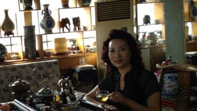 Çin'in Cangzhou Şehrinde Bir Çay Mağazası